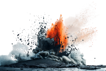 Volcanic eruption with lava and ash