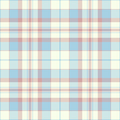 Pastel plaid pattern. Seamless texture in soft blue, pink  cream. Ideal for textile design, wallpaper, wrapping paper, or website backgrounds.  Evokes feelings of tranquility and gentle femininity.
