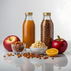 healthy breakfast with apple juice