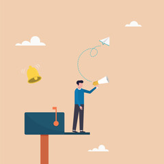 Marketing messages or subscription alerts. Email newsletter notification, vector illustration.	