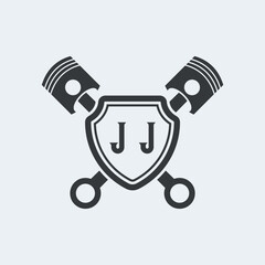 JJ Initials Vektor Stok Otomotif Logo Design