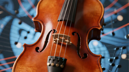 Fototapeta premium Strings of Precision: A Classical Violin Amid a Symphony of Modern Soundwaves