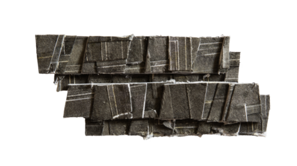 Handcrafted geometric design meticulously crafted from shredded black printed paper