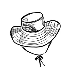 Stylish wide-brimmed hat illustration, perfect for summer outings and outdoor activities in the sun