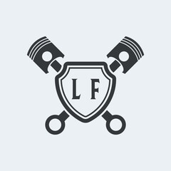 LF Initials Vektor Stok Otomotif Logo Design