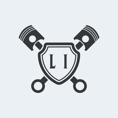 LI Initials Vektor Stok Otomotif Logo Design