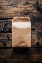 Artisan Coffee Branding Mockup with Bold Typography on Rustic Wooden Surface