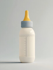 Modern Baby Bottle with Measurement Markings and Soft Rubber 3D Product Rendering
