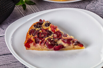 Crusty pie with fresh cherry