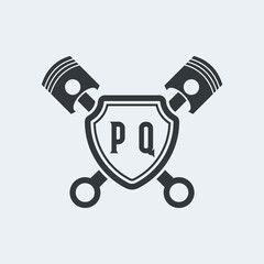 PQ Initials Vektor Stok Otomotif Logo Design