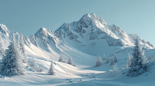 Snowy mountain landscape winter wonderland peak trees scenic view nature scene