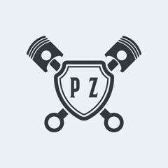PZ Initials Vektor Stok Otomotif Logo Design