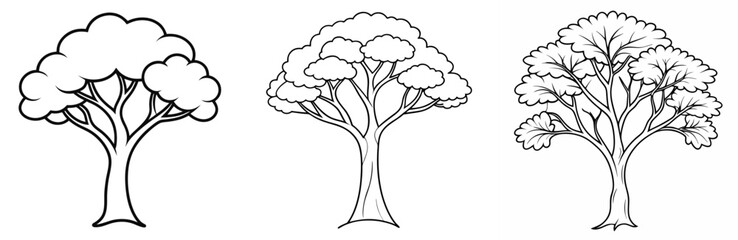 Obraz premium Jacaranda Tree Coloring Page - Beautiful Blossom Line Art Outline for Kids and Adults