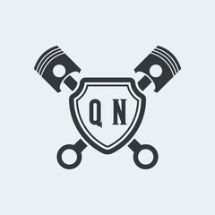 QN Initials Vektor Stok Otomotif Logo Design