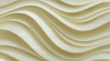 Fototapeta premium Close-up of a fabric with a wavy pattern. the fabric appears to be a light beige color and has a smooth texture. the pattern is made up of multiple wavy lines that create a wave-like effect.