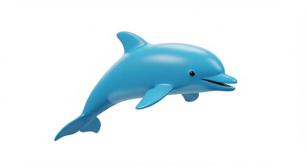 Obraz premium Playful blue dolphin leaps joyfully against bright white background. AI Generated