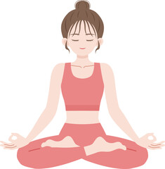 young girl in yoga pose is meditating