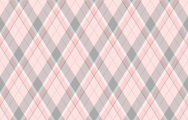 Elegant pink and grey plaid pattern.  Perfect for textile design, website backgrounds, or scrapbooking projects. This delicate diamond pattern evokes feelings of warmth and sophistication.