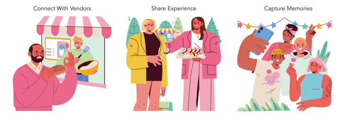 Connecting, Sharing, and Capturing Moments in Vector Illustration