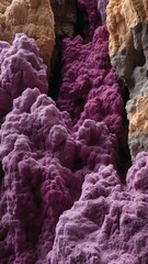 A kaleidoscope of vibrant magenta and caramel-hued rock formations evokes Martian dreamscapes during the surreal celebration of National Color Day