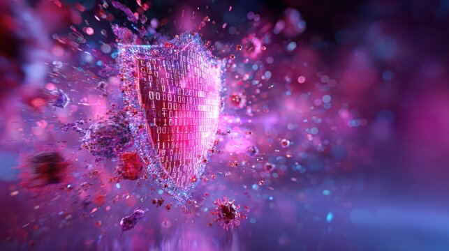 Digital Shield Blocking Virus Attack in Cyberspace.