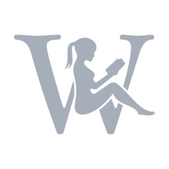 Man Book Logo combine with letter W vector template
