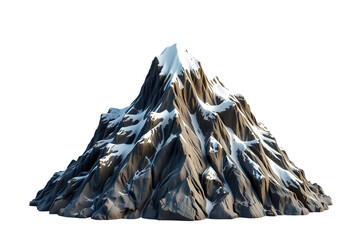 snow-capped mountain peak isolated on a white background, transparent