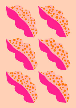 Leaf pattern illustration on pale pink