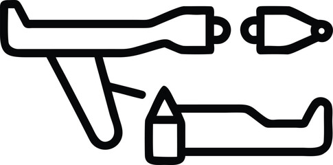 Airplane outline with separated parts from different viewing angles showing plane construction steps