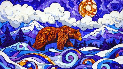 Cosmic Bear T-Shirt Illustration