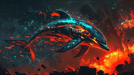 Galaxy Dolphin T-Shirt Design