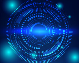 High-tech digital interface background with blue HUD elements and grid design. Perfect for technology, data, or sci-fi themes.