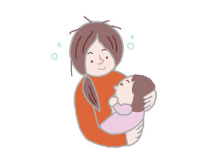 Illustration of a breastfeeding mother and her baby drinking breast milk
