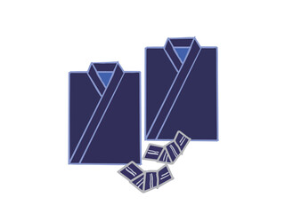 Illustration of a folded yukata and obi