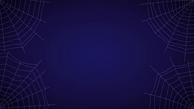 Mysterious Spiderwebs on Dark Blue: Intricate spiderwebs create a haunting yet beautiful frame on a dark blue background, perfect for Halloween or gothic-themed designs.