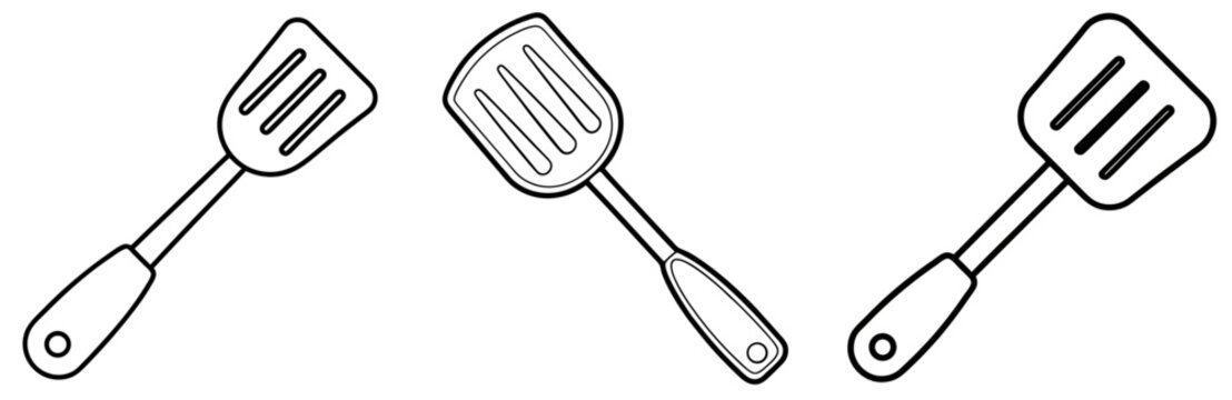 Spatula Coloring Page - Kitchen Utensil Line Art for Kids and Adults