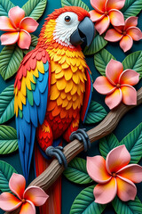 blue and yellow macaw parrot closeup view