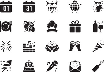 Holiday and Gift Icons Set – Calendar, Celebration, Gift, Date, Event, Box, Icon Set, Party, Present, Outline, Solid, Minimal, Surprise, Icon Pack, Festive


