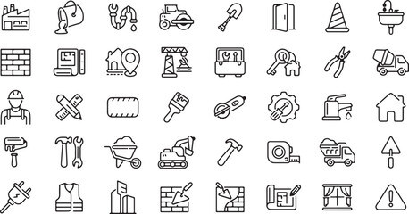 Mechanical Tools and Transport Solid Icons – Engine, Truck, Gear, Pipe, Mechanic, Repair, Vehicle, Garage, Engineering, Solid Icon, Workshop, Maintenance, Industrial, Fix, Tools


