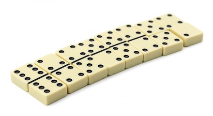 Helle Dominosteine liegen elegant geordnet auf weiss. AI Generated