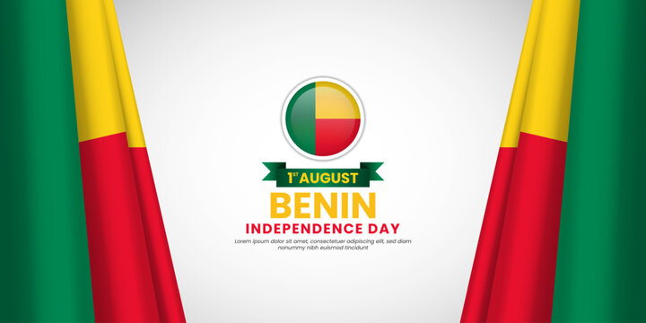 Benin flag for independence day banner background with blank space area