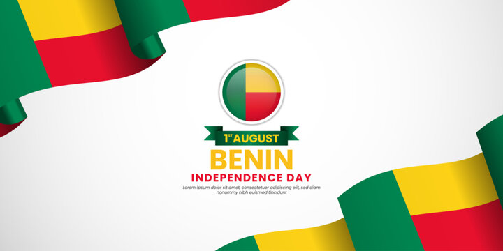 Benin flag for independence day banner background with blank space area