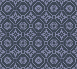 Japanese Octagon Flower Mosaic Vector Seamless Pattern © pannawish