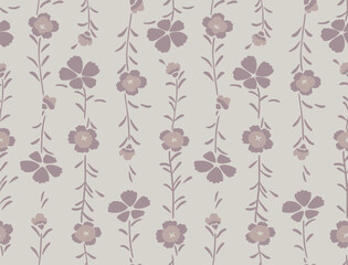Japanese Flower Vine Stripe Vector Seamless Pattern
