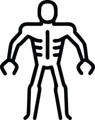 Sleek human body silhouette outline with visible skeletal structure design