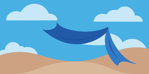 Cartoon Sky Opening Like Fabric Over Quiet Landscape