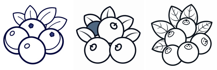 Obraz premium Various Blueberries Coloring Book Page - Outline Vector Line Art