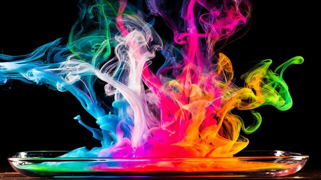 Colorful liquid mixing in a dish
