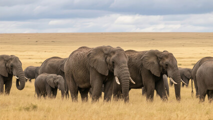 Fototapeta premium elephants in the savannah