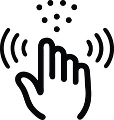 Abstract black silhouette design representing hand gesture and subtle energy emanation